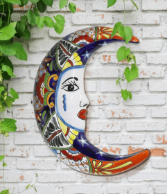 Talavera Style La Luna Ceramic Wall Art