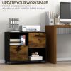 Lateral Filing Cabinet with Drawers and Lock, File Cabinet, Mobile Printer Stand with Open Shelves and Wheels for Letter and A4 Size Documents