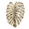 18.9x13.4x1.4" Gold Monstera Leaf Wall Décor