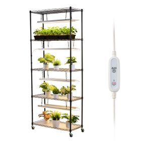 Plant Shelf with Grow Light, 5-Tier Indoor Plant Stand, 71 in Tall Plants Display Rack with Wheels & 4/9/14H Timer
