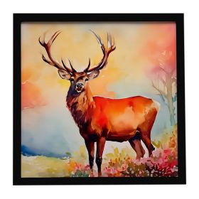 Deer Stag Framed Metal Print Bathroom, Kitchen, Office, Home Decor Wall Art Ready to Hang, Square, 8X8