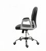 Black PU Leather Makeup Vanity Chair Button Tufted with Padded Armrests Adjustable Height Swivel Wheels Computer Task Chair