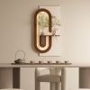 Adjustable 3-Color LED Sandstone Wall Decor with Simulated Green Plants - 3D Art Sculpture, Glass Vase & Rabbit Statue