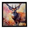Deer Framed Metal Print Bathroom, Kitchen, Office, Home Decor Wall Art Ready to Hang, Square, 8X8