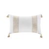 Embroidered Cotton Oblong Decorative Pillow Taupe 12x20"