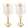 12PCS 49cm/19.3' Tall Crystal Wedding Flower Stand, Metal Wedding Centerpiece Vase