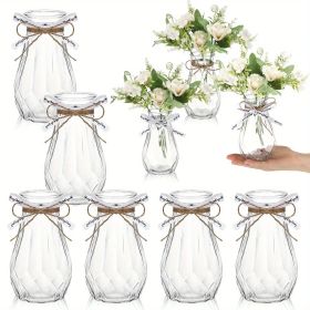 Stylish Plastic Vases Featuring a Diamond Pattern And Ribbon Details - Clear, Perfect for Creating Your Own Flower Arrangements