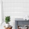 10pcs 10"x10" Pure White 3D Self-adhesive Splash Wall Tiles, Glossy Self-adhesive PVC Wall Stickers, Waterproof Floor Tiles for Kitchen and Bathroom