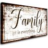 Family is Everything Wall Decor-Rustic Family Quote Print Canvas for Farmhouse-Family Signs Wall Art- Framed Artwork Wall Decoration for Living Room