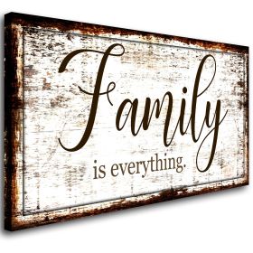 Family is Everything Wall Decor-Rustic Family Quote Print Canvas for Farmhouse-Family Signs Wall Art- Framed Artwork Wall Decoration for Living Room