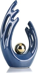 12" H Navy Blue Aesthetic Room Decor Accent, TV Stand Funky Table Centerpiece, Abstract Art Ceramic Statue and Sculpture, Blue Decor for Living Room