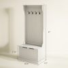 Hall Tree with Coat Rack, Storage, and Sitting Bench, White