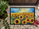Kansas Sunflowers in Watercolor Doormat Front Door Mat Indoor Outdoor Rugs for Entryway, Non Slip Washable Low Pile, 24H X 36W