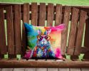 NEW Hippie Animal Rabbit Throw Pillow Machine Washable, Indoor Outdoor Decorative Pillow for Couch, Bed or Patio, 14Hx14W