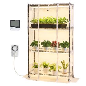 Indoor Greenhouse with Grow Light, 59 in Tall 4-Tier Plant Stand with Clear Cover, Timer & Hygrometer, 180W Full Spectrum Grow Lights