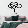 Infinity Heart Wall Decor, Unique Metal Infinity Heart Art, Love Sign, Steel Wall Plaques, Bedroom Ornaments for Home Decor, Wedding Decoration