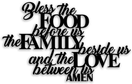 Bless the Food Metal Wall Decor - Scripture Room Decor Bible Quotes Wall Art Christian Home Decor for Living Room, Dining Room, Kitchen (Black)