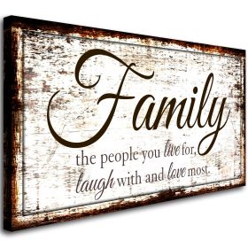 Family Quote Wall Art Living Room-Family Wall Decor-Inspirational Motto Family Love Most Canvas Wall Art-Rustic Farmhouse Canvas Prints Painting Artwo