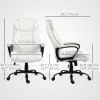 Massage Office Chair, High Back Executive Office Chair with 6-Point Vibration, Adjustable Height, White
