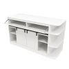 75 Gallon Fish Tank Stand with LED Light &Power Outlets, 55-75 Gallon Aquarium Stand with Sliding Fluted Doors, 2 Large Cabinet and Storage Shelves