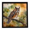 Long-Eared Owl Framed Metal Print Bathroom, Kitchen, Office, Home Decor Wall Art Ready to Hang, Square, 8X8