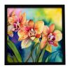 Orchids in Watercolor Framed Metal Print Bathroom, Kitchen, Office, Home Decor Wall Art Ready to Hang, Square, 8X8