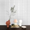 10pcs 10"x10" Pure White 3D Self-adhesive Splash Wall Tiles, Glossy Self-adhesive PVC Wall Stickers, Waterproof Floor Tiles for Kitchen and Bathroom