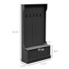 3-In-1 Entryway Bench with Coat Rack, Hall Tree with Bench and Shoe Storage, 5 Hooks for Hallway