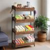 4-Tier Retail Display Shelf, Tall Snack Rack, Concession Chip Stand with Storage Shelves, Store Display Shelving Organizer