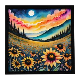 Colorful Black-eyed Susans Framed Metal Print Bathroom, Kitchen, Office, Home Decor Wall Art Ready to Hang, Square, 8X8