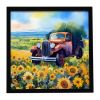 Kansas Sunflowers in Watercolor Framed Metal Print Bathroom, Kitchen, Office, Home Decor Wall Art Ready to Hang, Square, 8X8