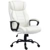 Massage Office Chair, High Back Executive Office Chair with 6-Point Vibration, Adjustable Height, White