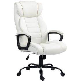 Massage Office Chair, High Back Executive Office Chair with 6-Point Vibration, Adjustable Height, White