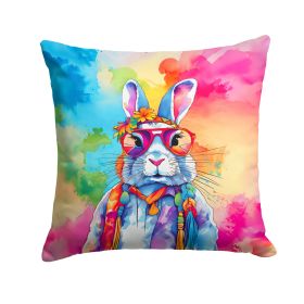 NEW Hippie Animal Rabbit Throw Pillow Machine Washable, Indoor Outdoor Decorative Pillow for Couch, Bed or Patio, 14Hx14W