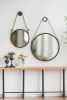 19.5" in Handsome Cleveland Mirror with Rope Strap Contemporary Design Circle Mirror with Round Metal Frame for Wall Decor Bathroom, Entryway