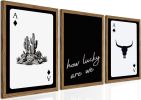 Western Wall Art Set of 3, Southwestern Cowboy Playing Card Wall Decor