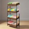 4-Tier Retail Display Shelf, Tall Snack Rack, Concession Chip Stand with Storage Shelves, Store Display Shelving Organizer