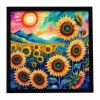 Colorful Sunflowers Framed Metal Print Bathroom, Kitchen, Office, Home Decor Wall Art Ready to Hang, Square, 8X8