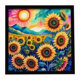 Colorful Sunflowers Framed Metal Print Bathroom, Kitchen, Office, Home Decor Wall Art Ready to Hang, Square, 8X8