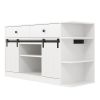 75 Gallon Fish Tank Stand with LED Light &Power Outlets, 55-75 Gallon Aquarium Stand with Sliding Fluted Doors, 2 Large Cabinet and Storage Shelves