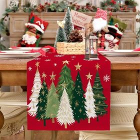 Christmas Table Runner 13x72 Inch, Xmas Trees Snowflakes Holiday Decorative Farmhouse Table Decoration For Kitchen Dinning, Indoor Outdoor Dinner (Option: defaulttitle)
