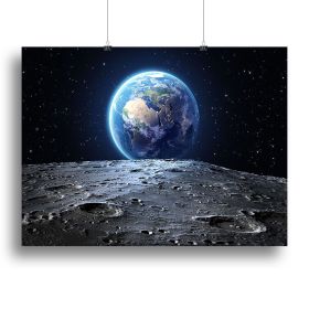 Blue earth seen from the moon surface Canvas Print or Poster (Type: Standard Framed Canvas Print, size: 32" x 24" / 80cm x 60cm (approx))