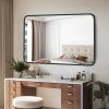 Large Rectangle Vanity Framed Mirror for Wall Matte Metal Framed 30x40 Inch Modern Mirror Tempered Glass For Living Room