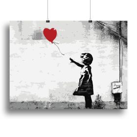 Banksy Balloon Girl Love Heart Canvas Print or Poster (Type: Poster Print, size: 32" x 24" / 80cm x 60cm (approx))