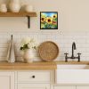 Sunflowers in Watercolor Framed Metal Print Bathroom, Kitchen, Office, Home Decor Wall Art Ready to Hang, Square, 8X8