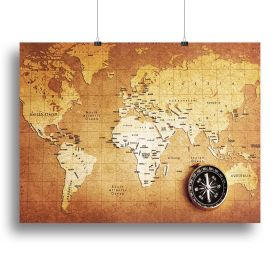 old nautical treasure map illustration Canvas Print or Poster (Type: Standard Framed Canvas Print, size: 28" x 20" / 70cm x 50cm (approx))